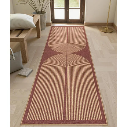 Geometric Runner Rug – Minimalist Coil Pattern Hallway & Bedroom Mat