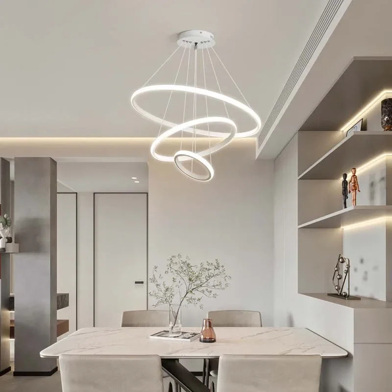 Modern LED Ring Chandelier – Pendant Light for Dining Room & Bedroom