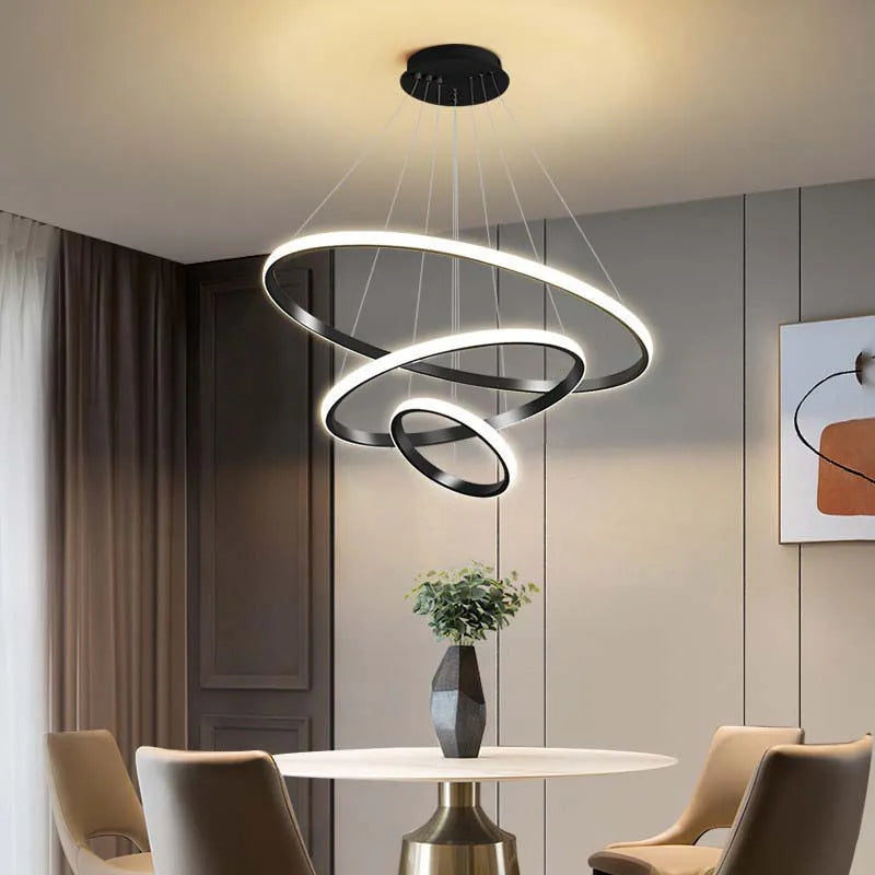 Modern LED Ring Chandelier – Pendant Light for Dining Room & Bedroom