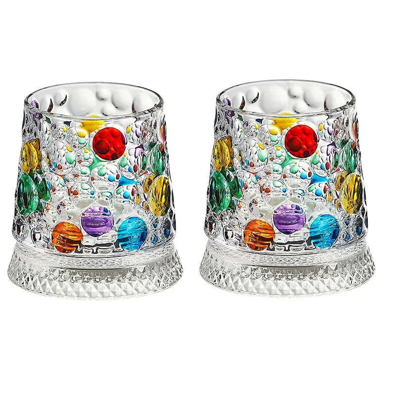Rotating Whiskey Glass with Glass Base – 360° Crystal Cocktail Glass