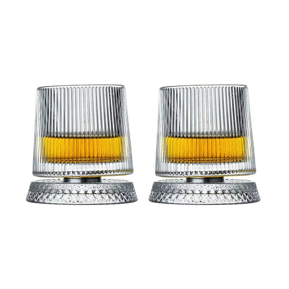 Rotating Whiskey Glasses – Set of 2 | Crystal Cocktail Gift