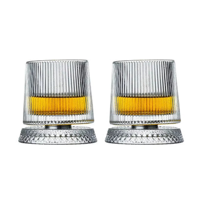 Rotating Whiskey Glasses – Set of 2 | Crystal Cocktail Gift
