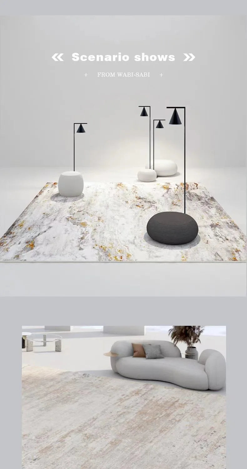 Abstract Plush Area Rug – Grey Thickened Bedroom & Lounge Carpet
