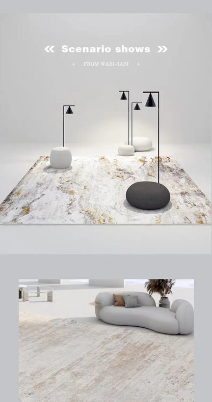 Abstract Plush Area Rug – Grey Thickened Bedroom & Lounge Carpet