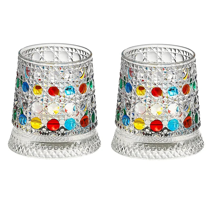 Rotating Whiskey Glass with Glass Base – 360° Crystal Cocktail Glass