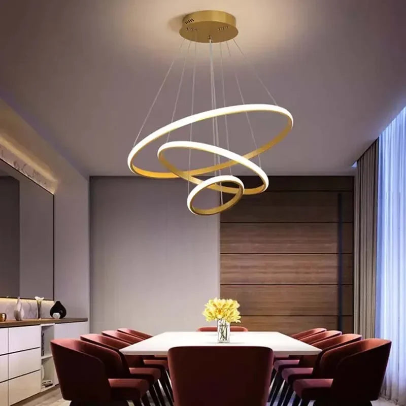 Modern LED Ring Chandelier – Pendant Light for Dining Room & Bedroom