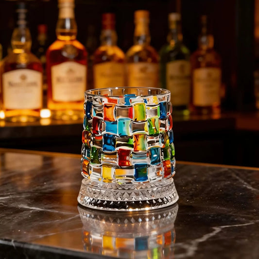 Rotating Whiskey Glass with Glass Base – 360° Crystal Cocktail Glass