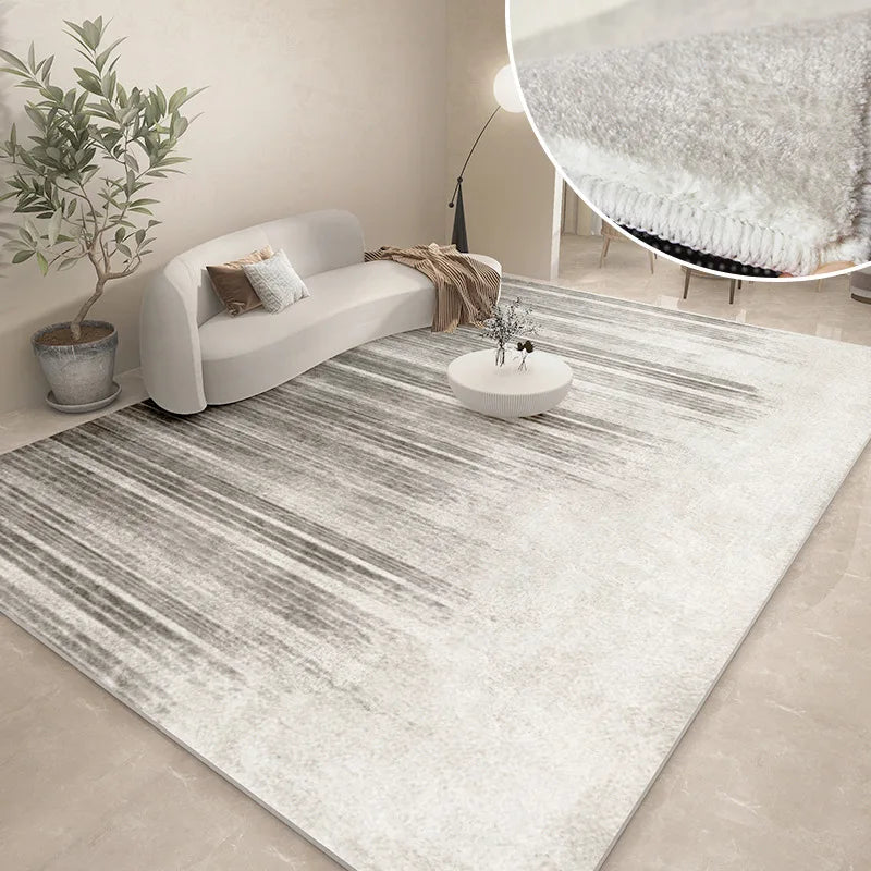 Abstract Plush Area Rug – Grey Thickened Bedroom & Lounge Carpet