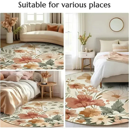 Modern Style Rugs for Bedroom Minimalist Living Room Decoration Round Anti-slip Carpet Soft Bedside Floor Mat Washable Study Rug