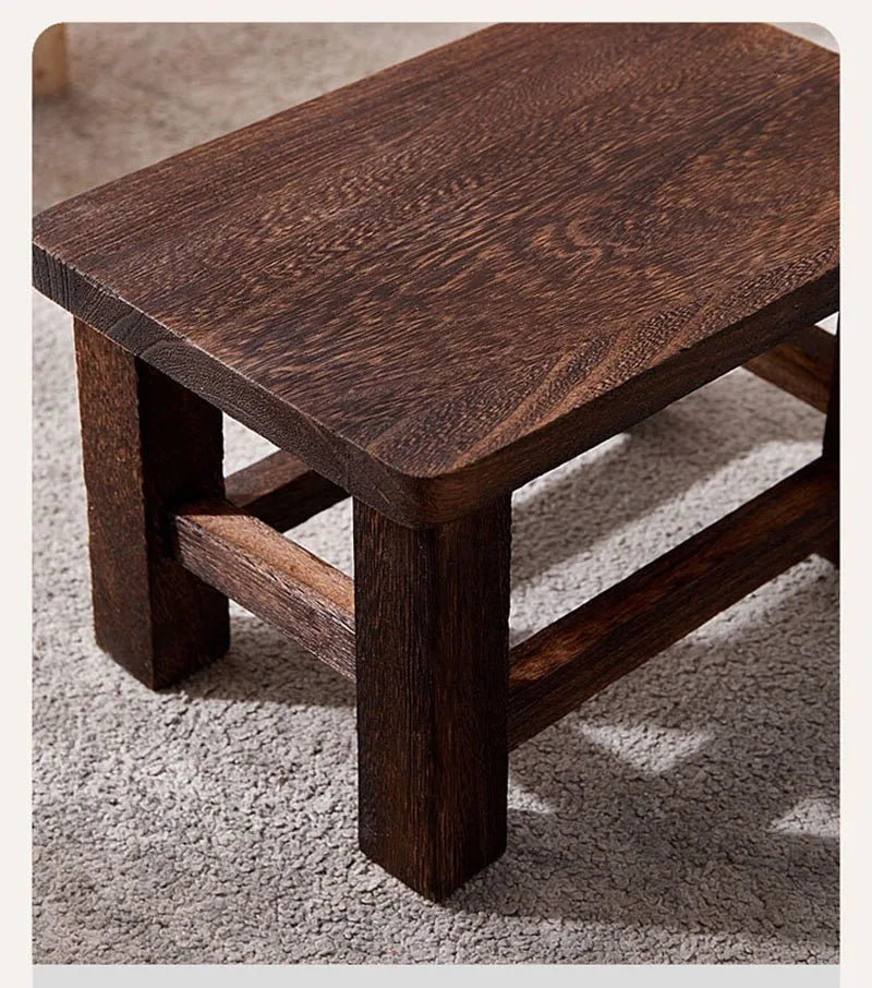 Solid Wood Compact Stool – Minimalist Shoe Bench for Hallway & Bedroom