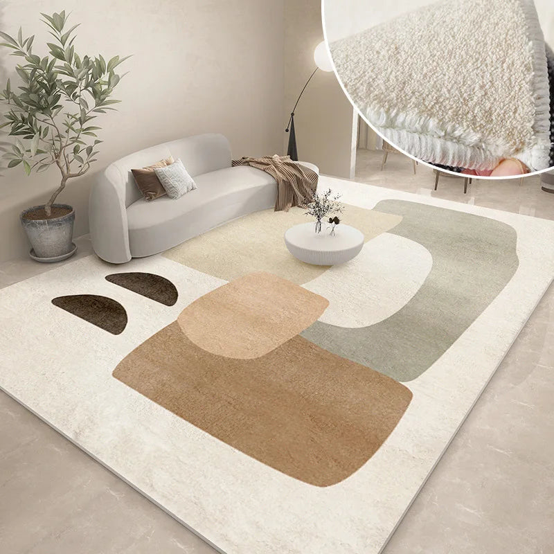 Abstract Plush Area Rug – Grey Thickened Bedroom & Lounge Carpet