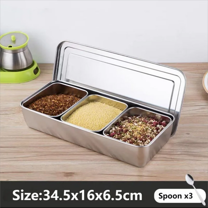 Stainless Steel Spice & Seasoning Box with Lid