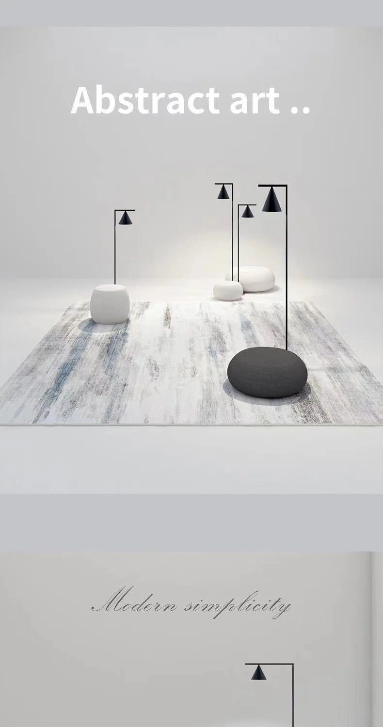 Abstract Plush Area Rug – Grey Thickened Bedroom & Lounge Carpet