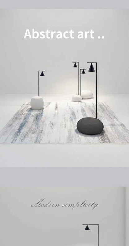 Abstract Plush Area Rug – Grey Thickened Bedroom & Lounge Carpet