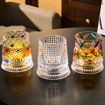 Rotating Whiskey Glass with Glass Base – 360° Crystal Cocktail Glass