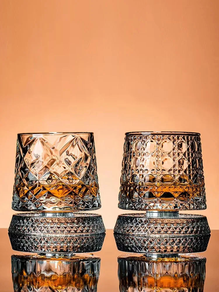 Rotating Whiskey Glasses – Set of 2 | Crystal Cocktail Gift