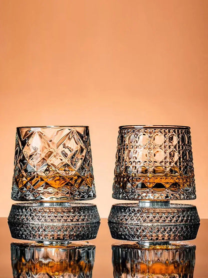 Rotating Whiskey Glasses – Set of 2 | Crystal Cocktail Gift