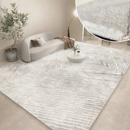 Abstract Plush Area Rug – Grey Thickened Bedroom & Lounge Carpet